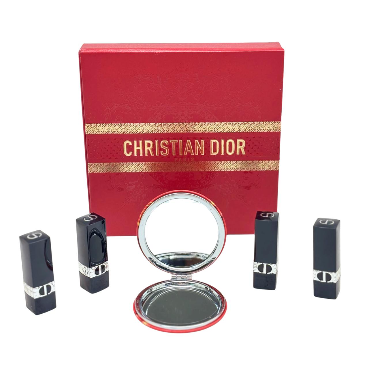 Rouge Dior Lipstick Set – Limited Edition | 4 Velvet Lipsticks + Mirror