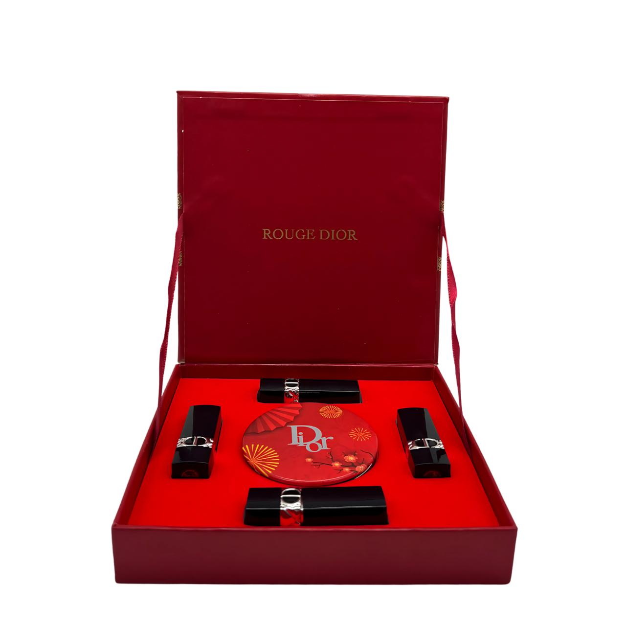 Rouge Dior Lipstick Set – Limited Edition | 4 Velvet Lipsticks + Mirror