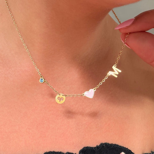 Personalized Zodiac Birthstone Initial Necklace