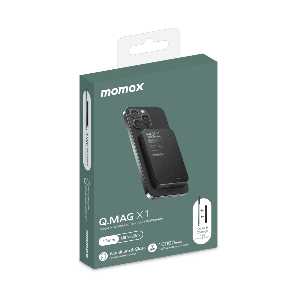 Momax Q.MAG X1 packaging on a transparent background