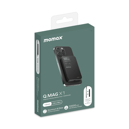 Momax Q.MAG X1 packaging on a transparent background