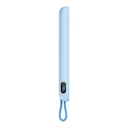 Light blue phone case with a strap on a transparent background