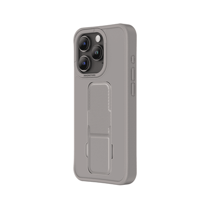 Gray phone case with a textured back on a white background