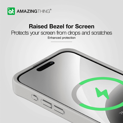 Phone case with raised bezel for screen protection, featuring the 'Amazing Thing' brand.