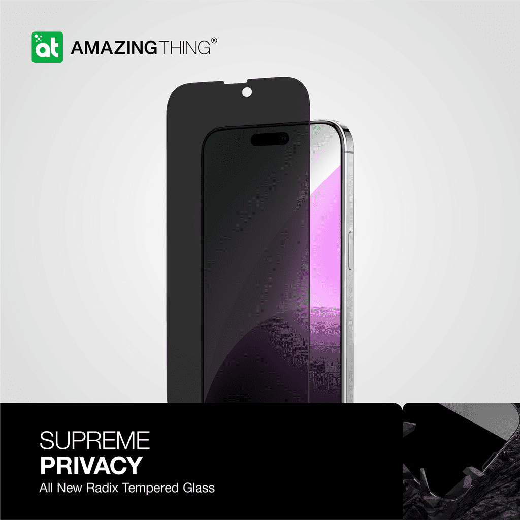 Phone screen protector with 'Amazing Thing' branding on a white background