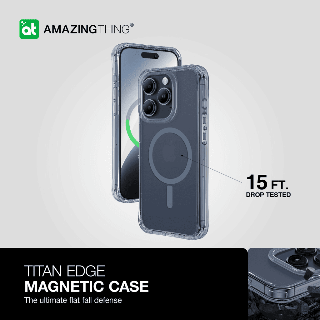 Titan Edge Magnetic Case for phone with 'Amazing Thing' branding on a light gray background