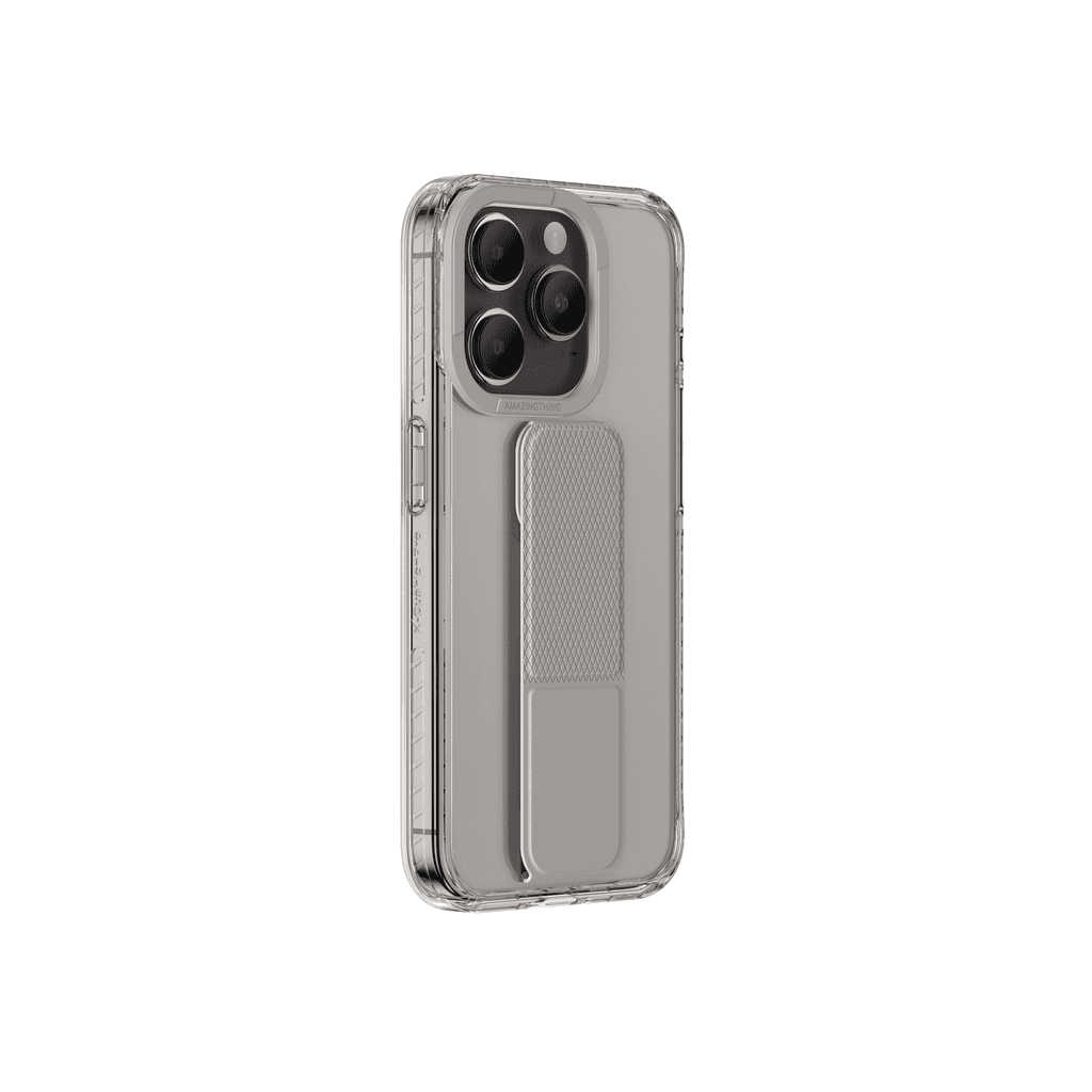 Clear phone case with textured back on a white background