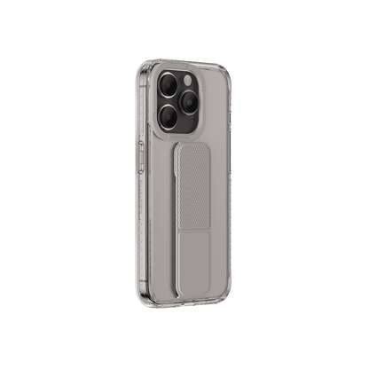 Clear phone case with textured back on a white background