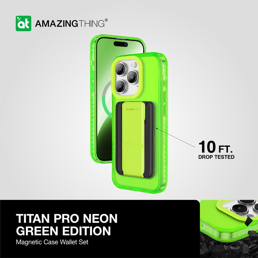 Titan Pro Neon Mag Wallet Drop Proof Case for iPhone 15 Pro 6.1