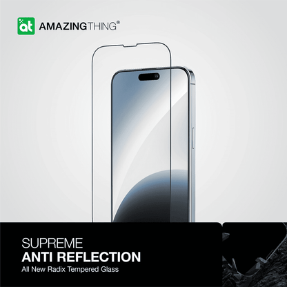 Phone screen protector with 'Amazing Thing' branding on a gray background