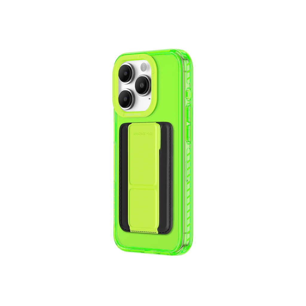 Green phone case with a clear back on a white background