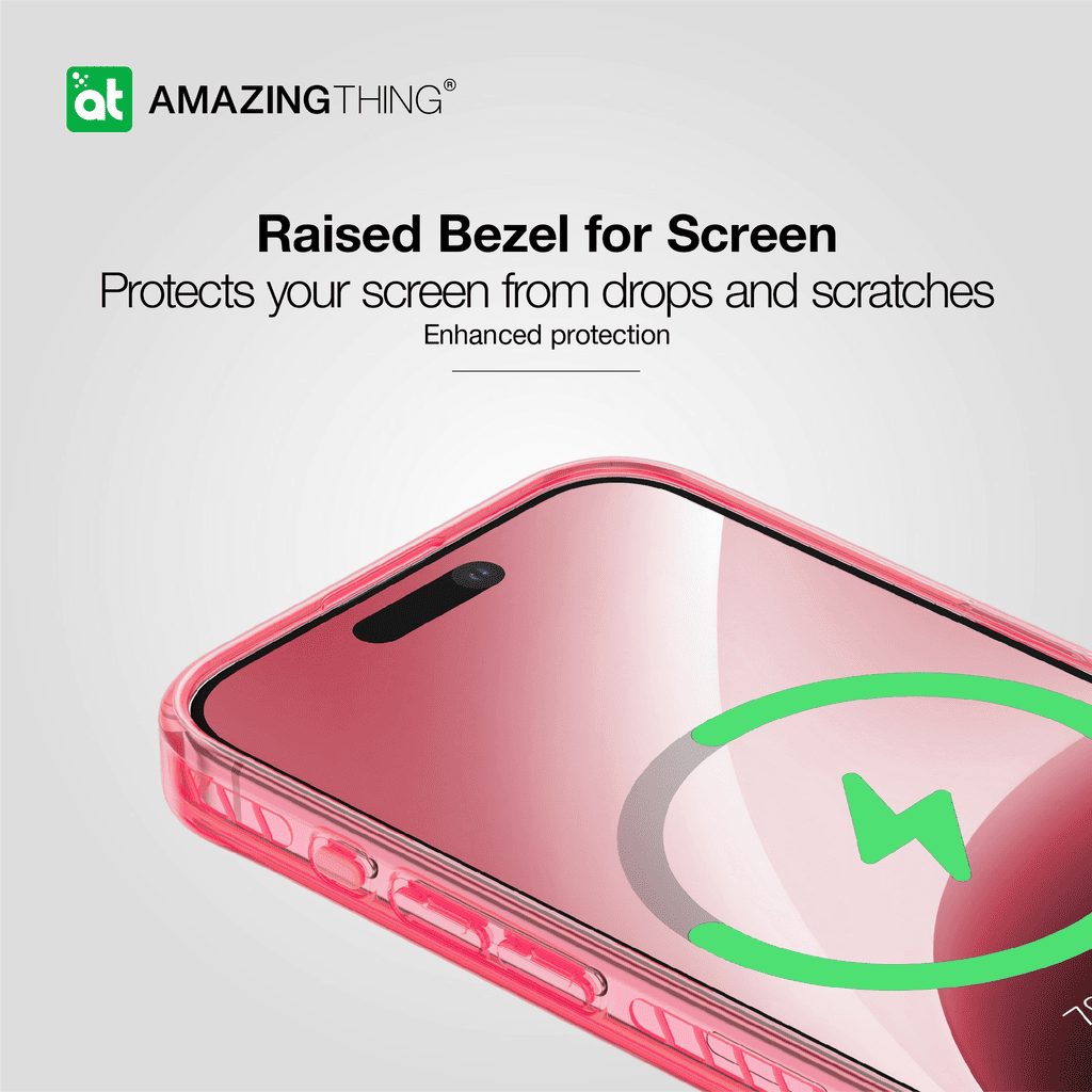 Phone with a raised bezel screen protector and 'Amazing Thing' branding.