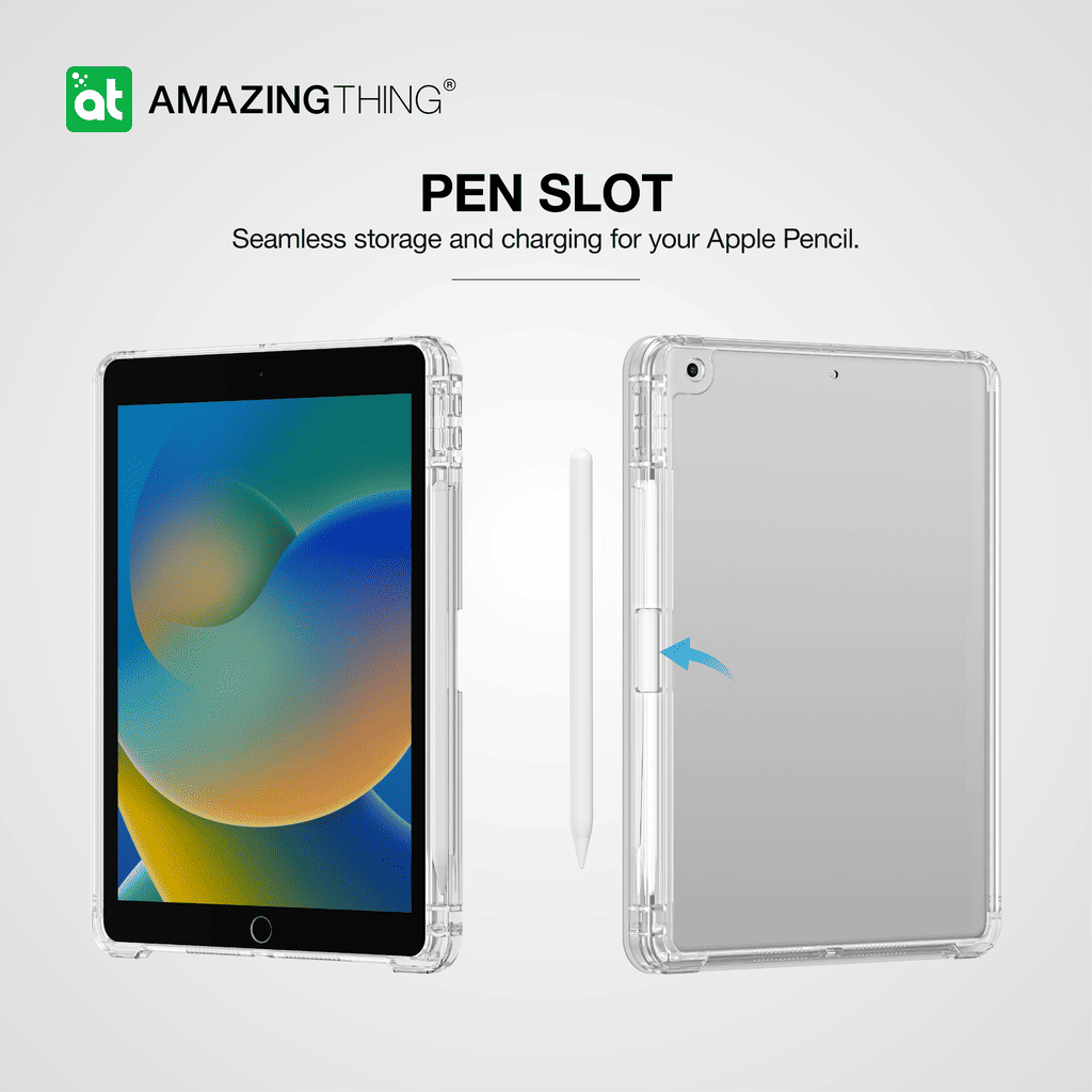 Tablet case with pen slot feature on a white background, featuring the 'Amazing Thing' brand.