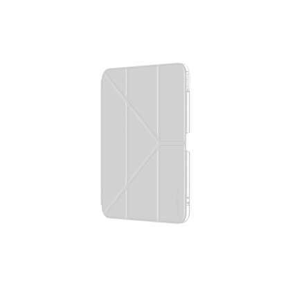White tablet case with geometric design on a white background