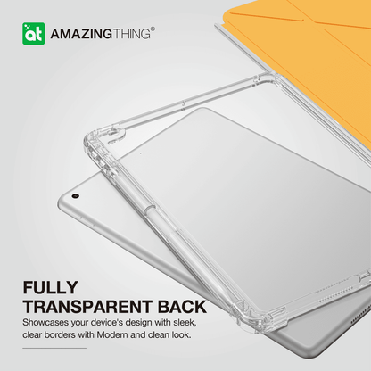 Clear phone case with 'Amazing Thing' branding on a light gray background