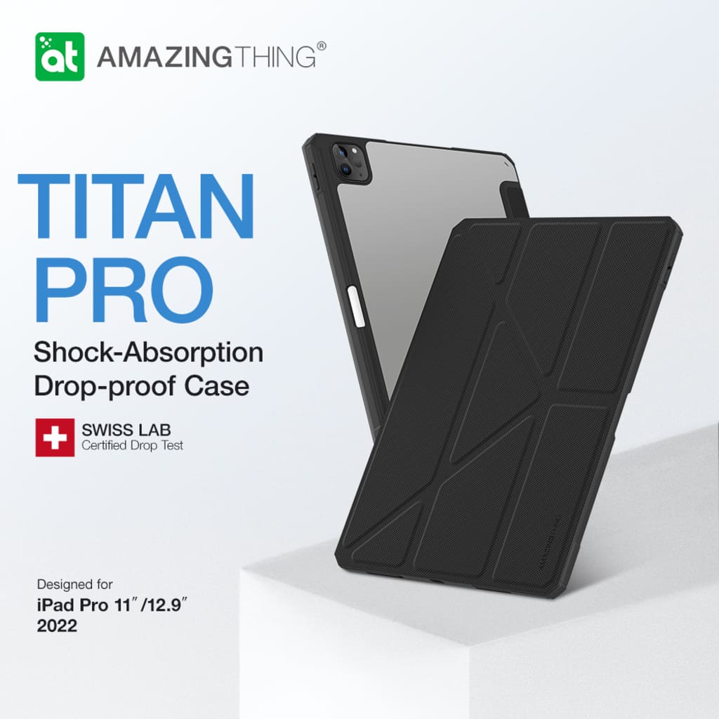 Titan Pro shock-absorption drop-proof case for iPad Pro 11"/12.9" by Amazing Thing on a white background.