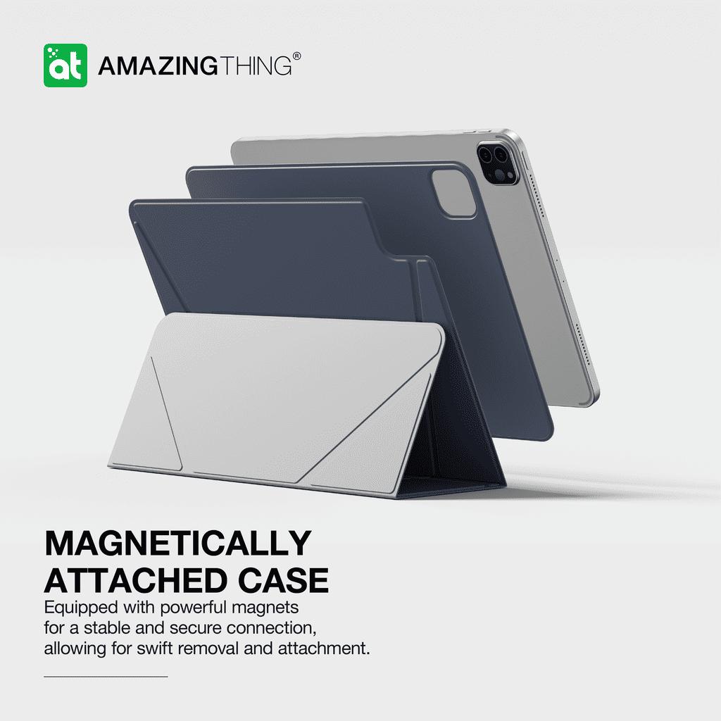Magnetic tablet case with 'Amazing Thing' branding on a white background