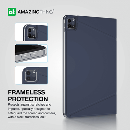 Phone case with 'Amazing Thing' branding, showing frameless protection features.