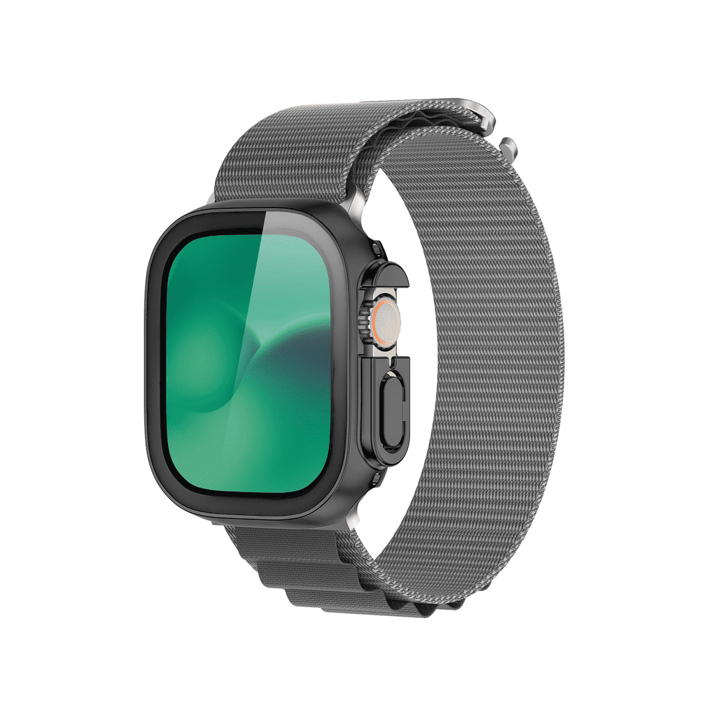 Smartwatch with a mesh band on a white background