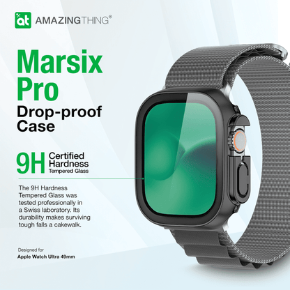 Smartwatch with a protective case on a white background, featuring the brand 'Amazing Thing'.