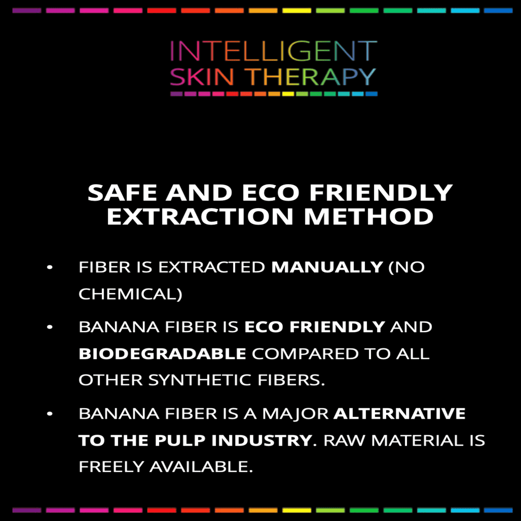 Promotional text about Intelligent Skin Therapy's eco-friendly extraction method on a black background.