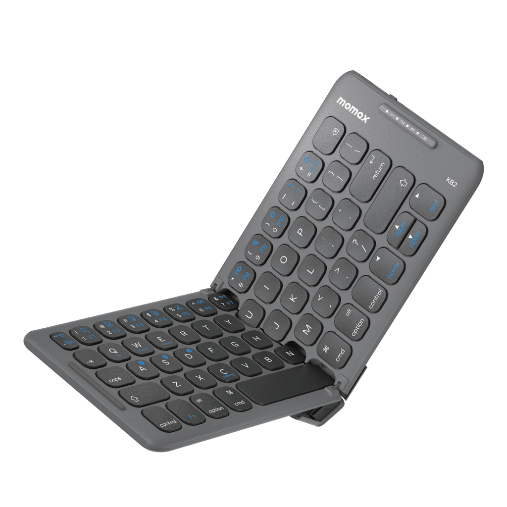 Foldable keyboard with monox branding on a transparent background