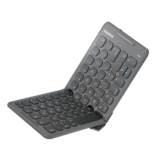 Foldable keyboard with monox branding on a transparent background