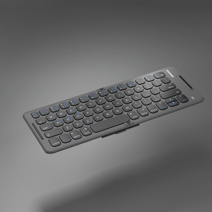 Black keyboard on a gray background