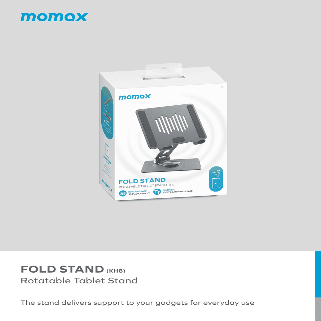 Momax fold stand packaging on a gray background