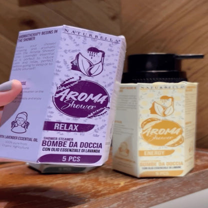 Naturbella Aroma Shower products on a wooden surface