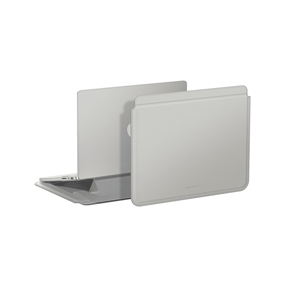 Two gray laptop cases on a white background