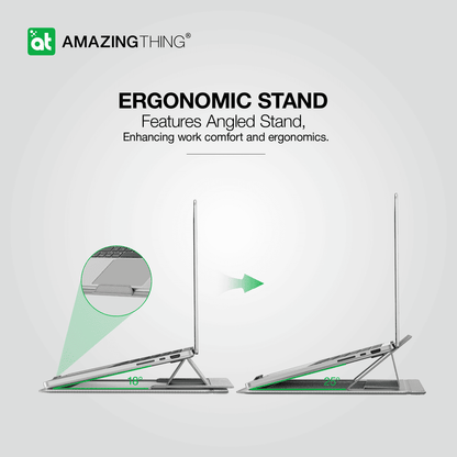 Ergonomic stand for devices with 'Amazing Thing' branding on a light gray background
