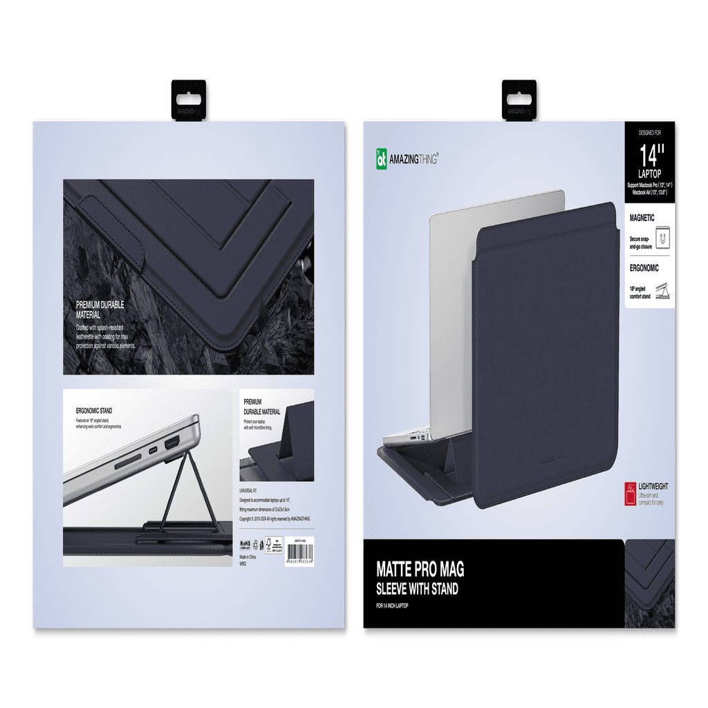 Matte Pro Mag Sleeve with Stand for MacBook Pro 13/14" MacBook Air 13/13.6" & 14" Laptops - Blue