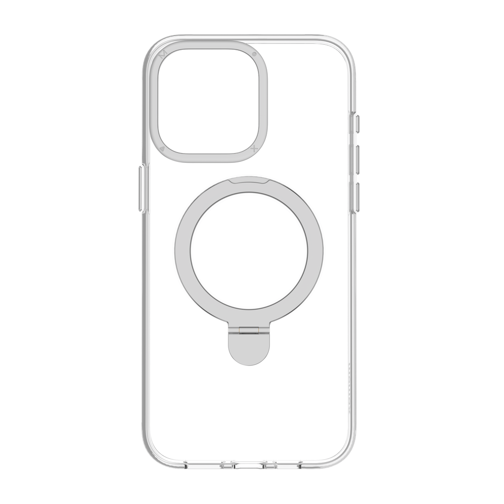 Phone case with a magnetic ring holder on a white background