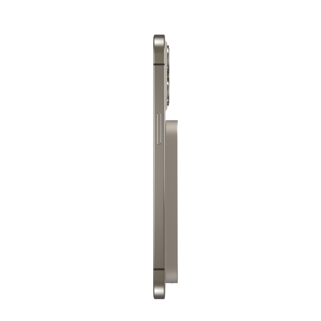 Grey Power bank with side view with transparent background
