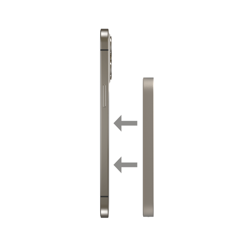 Grey Power bank with side view with transparent background