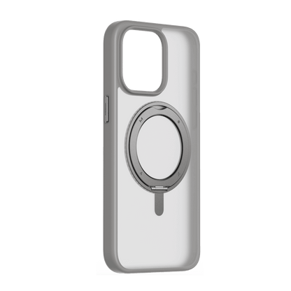 Phone case with a magnetic ring holder on a transparent background
