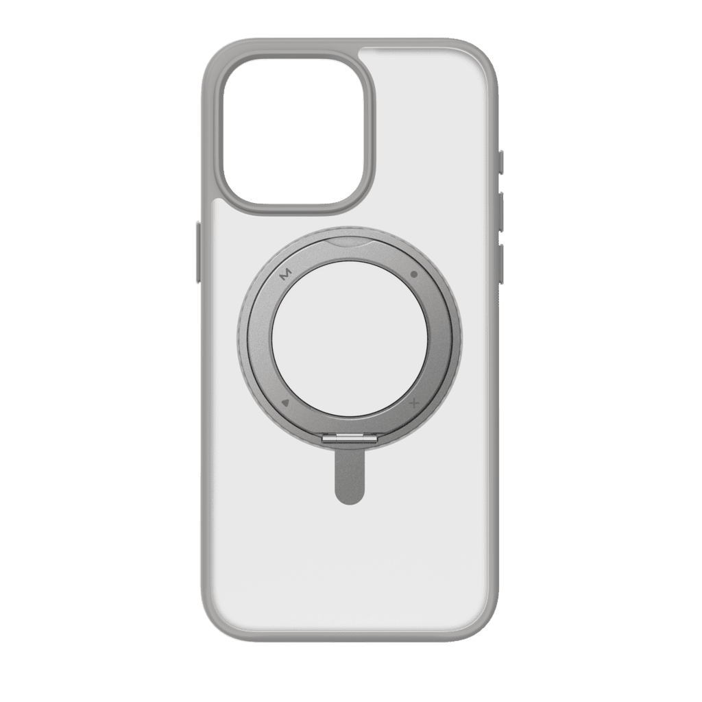 Phone case with a ring holder on a green background