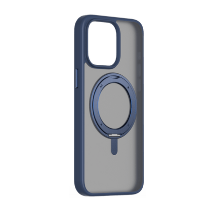 Phone case with a magnetic ring holder on a transparent background
