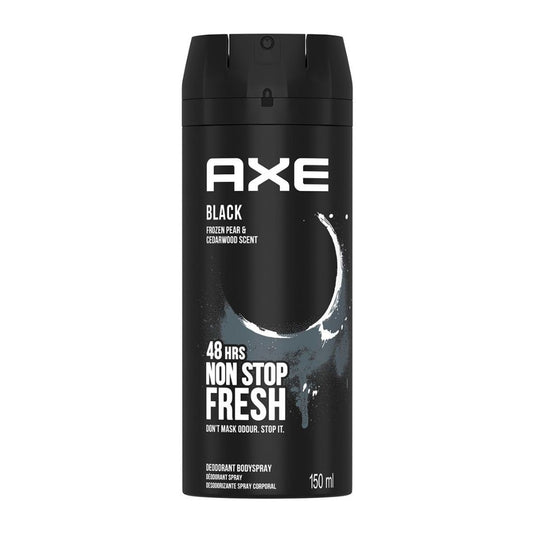 AXE Black deodorant spray bottle on a white background