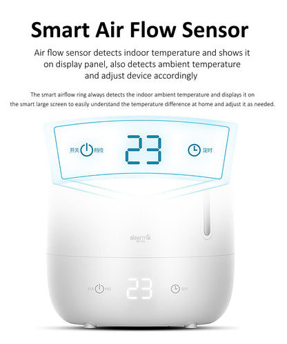 Deerma F600 Ultrasonic Humidifier Aromatherapy Oil Diffuser Three Gear Touch Temperature Intelligent Mist Maker Timing Function Constant Humidity | 5L Capacity - White