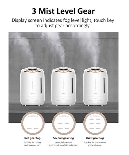 Deerma F600 Ultrasonic Humidifier Aromatherapy Oil Diffuser Three Gear Touch Temperature Intelligent Mist Maker Timing Function Constant Humidity | 5L Capacity - White