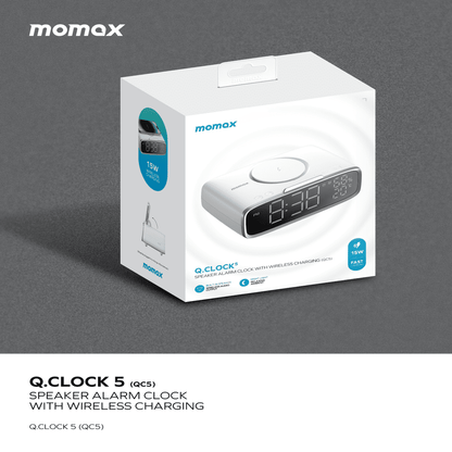 Momax Q.Clock 5 packaging on a gray background