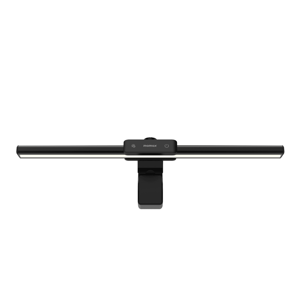 Black electronic device with a screen on a transparent background