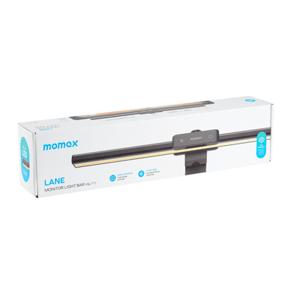 Momax LANE monitor light bar packaging on a transparent background