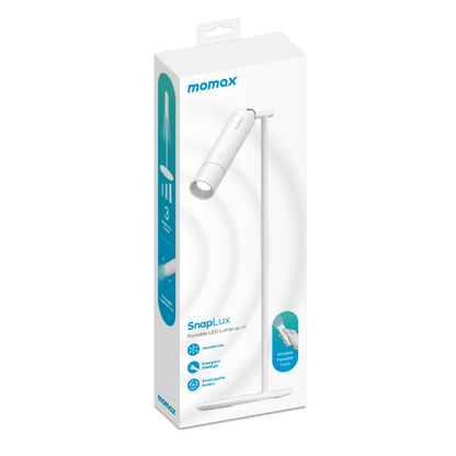 Momax SnapLUX portable LED lamp packaging on a white background