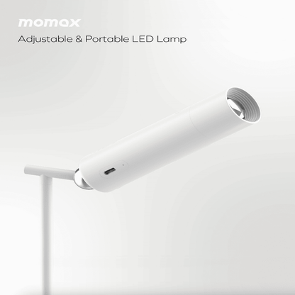 Momax adjustable portable LED lamp on a light gray background