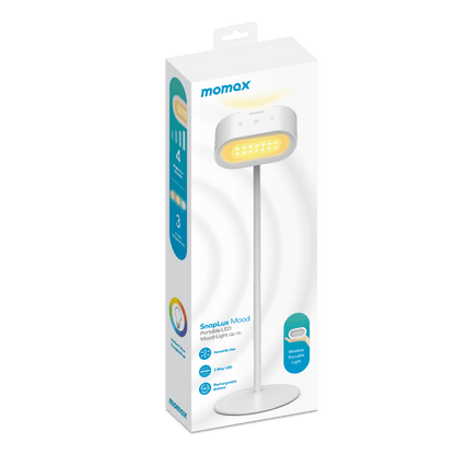 Momax portable light in packaging on a white background