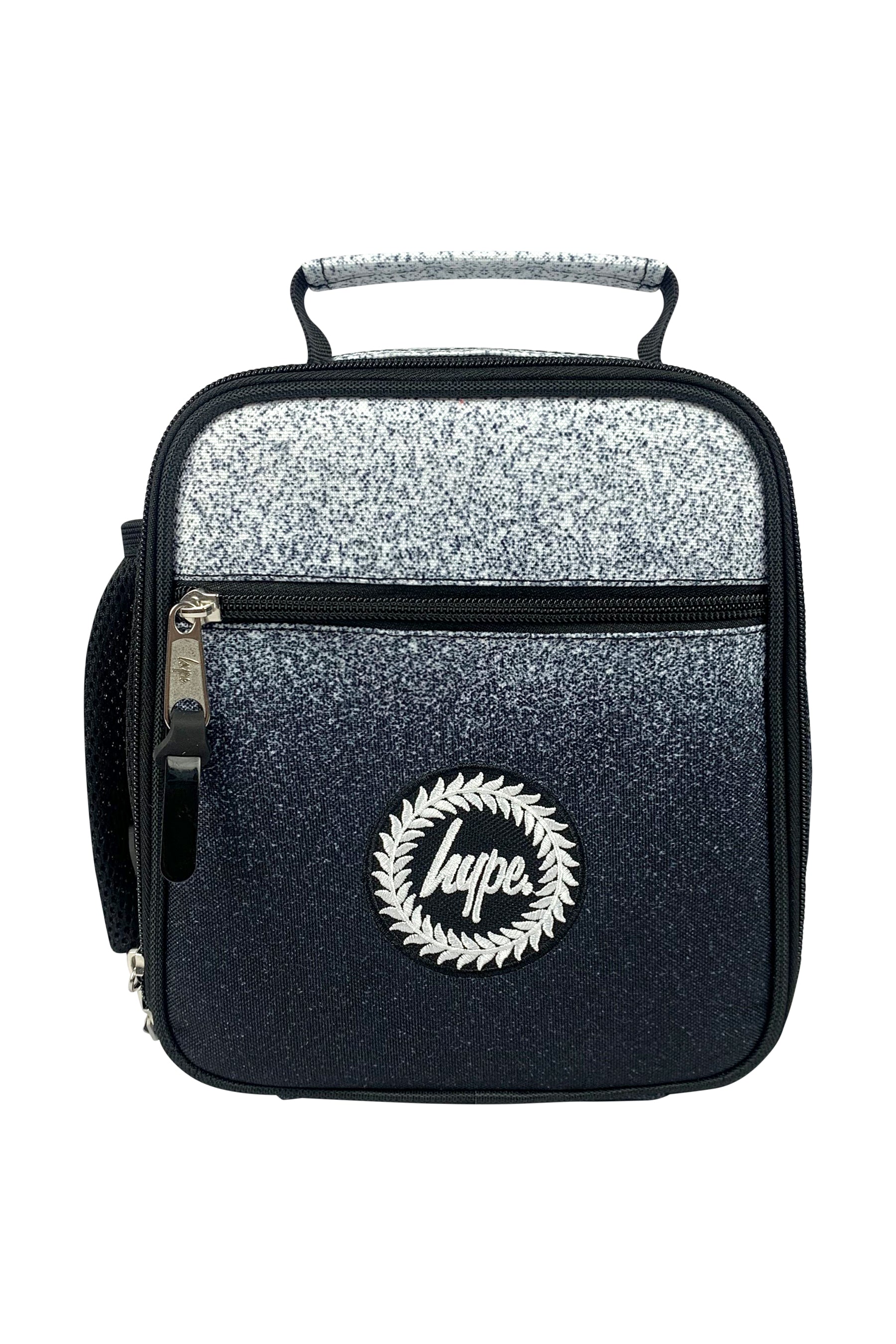 2-in-1 School Set Black White Speckle Fade Backpack Lunch