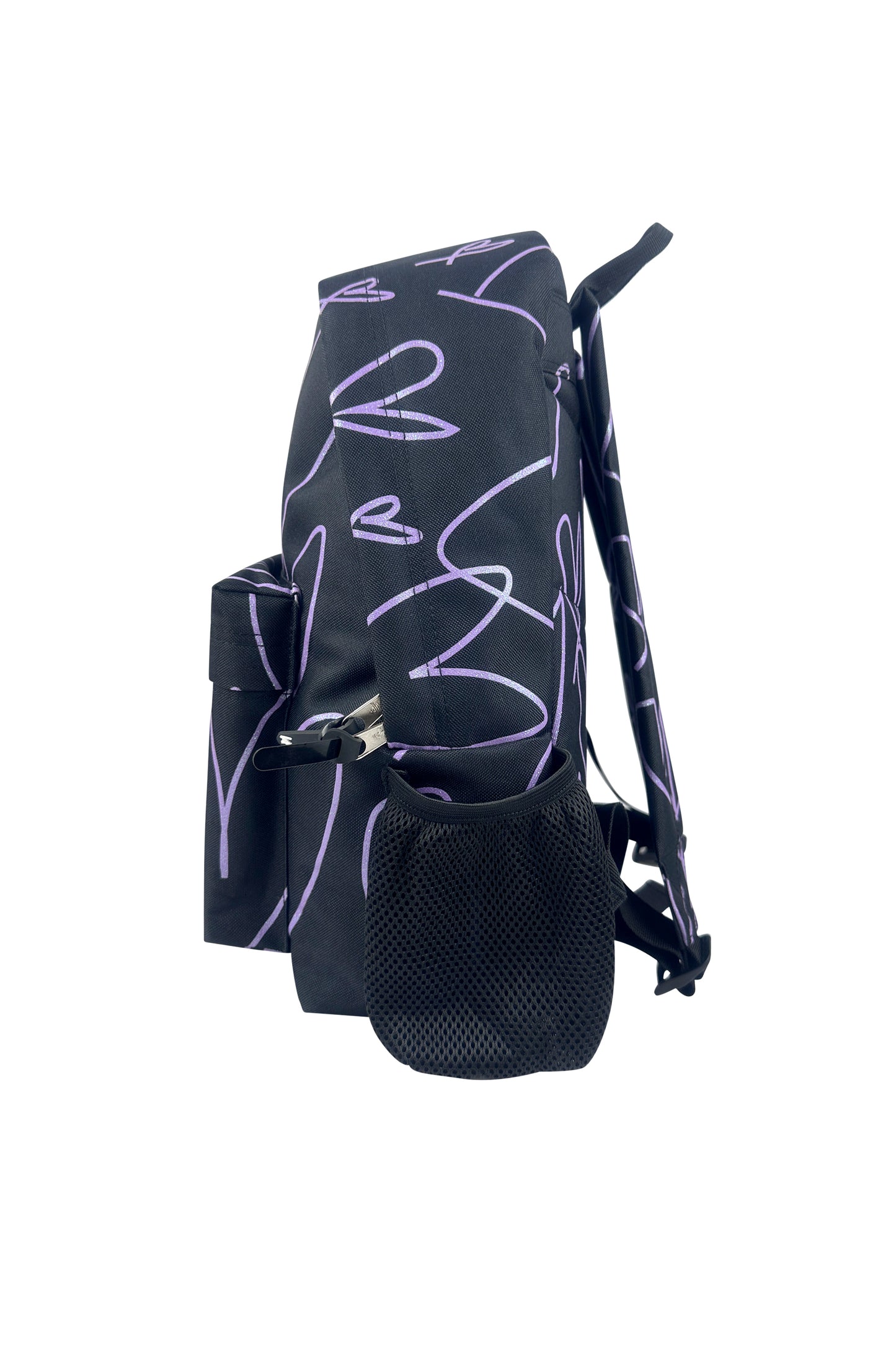 Iconic Backpack - Purple Glitter Scribble Hearts